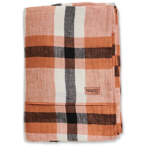 KIP & CO - COFFEE & CREAM TARTAN LINEN FLAT SHEET