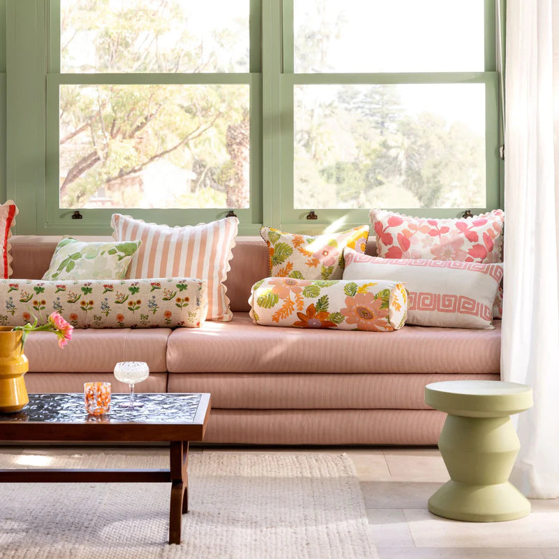 BONNIE & NEIL - WOVEN STRIPE PINK CUSHION 60CM