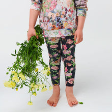 Load image into Gallery viewer, KIP &amp; CO X FLOWER FAIRIES - CANDY TUFT BLACK LEGGINGS
