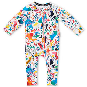 KIP & CO - ORGANIC LS ZIP ROMPER - COOL ANIMALS