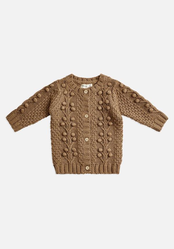 MIANN & CO - BOBBLE KNIT CARDIGAN - CHESTNUT