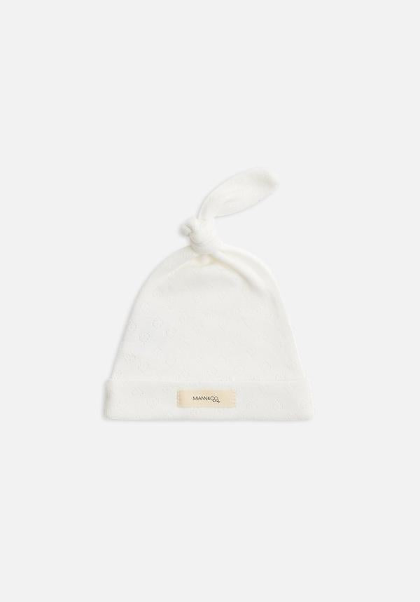MIANN & CO - ORGANIC COTTON RIBBED KNOT BEANIE - IVORY
