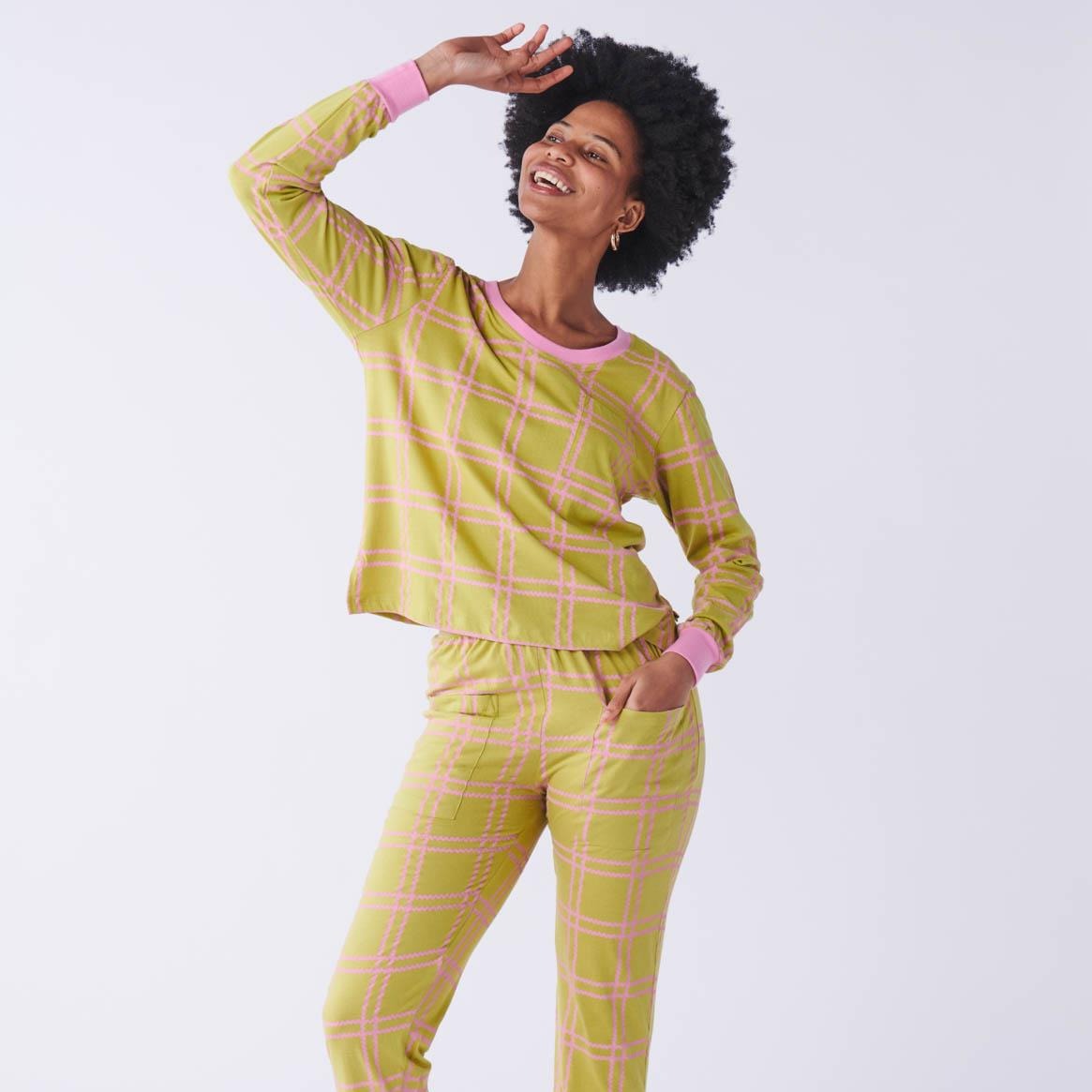 KIP & CO - ORGANIC COTTON LONG SLEEVE PYJAMA TOP - MISS SQUIGGLE SPROUT