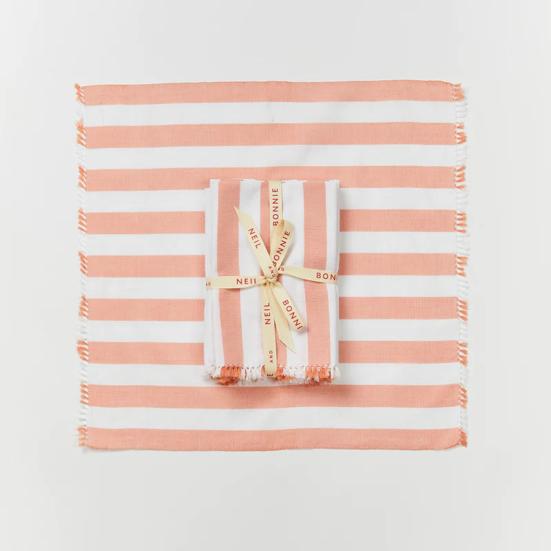 BONNIE & NEIL - WOVEN STRIPE PINK NAPKINS (SET OF 6)