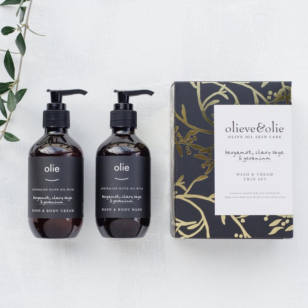 OLIEVE & OLIE - BERGAMOT & CLARY SAGE WASH & CREAM TWIN SET