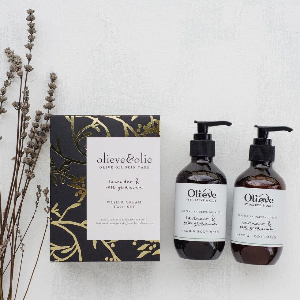 OLIEVE & OLIE - LAVENDER & ROSE GERANIUM WASH & CREAM TWIN SET