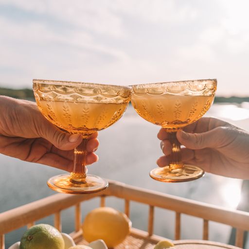 WANDERING FOLK - AMBER MARGARITA GLASS (SET OF 2)