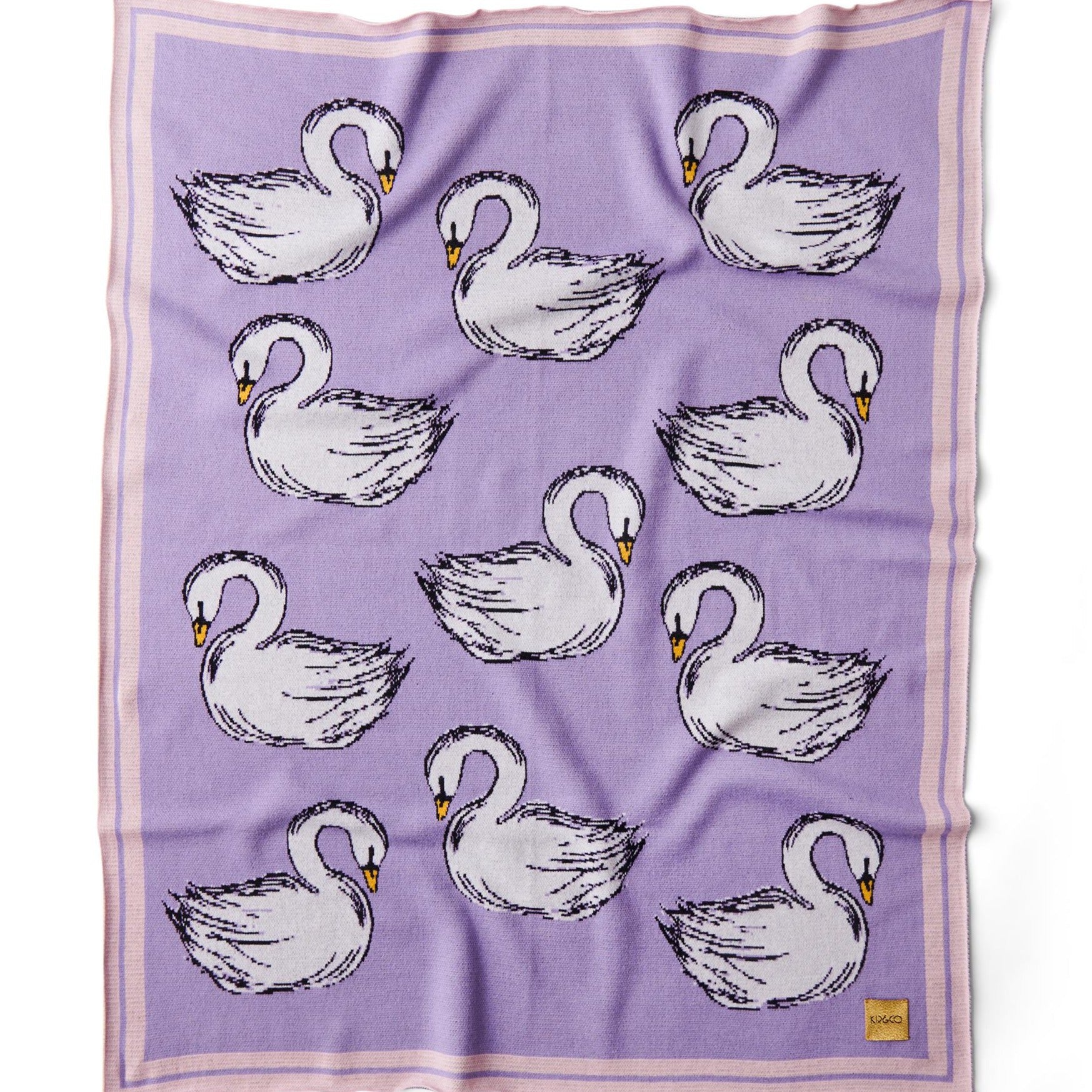 KIP & CO - COTTON KNITTED BLANKET - SWAN LAKE