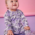 KIP & CO - ORGANIC LONG SLEEVE ZIP ROMPER - SWAN LAKE