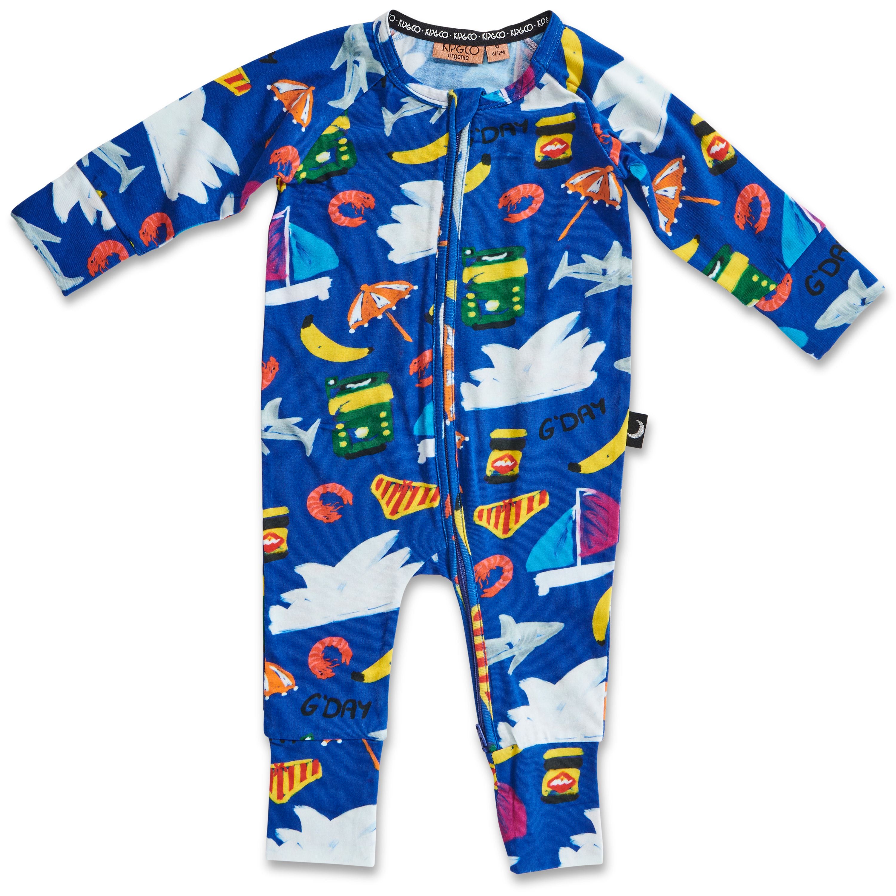 KIP & CO -ORGANIC LS ZIP ROMPER - AUSSIE ICONS