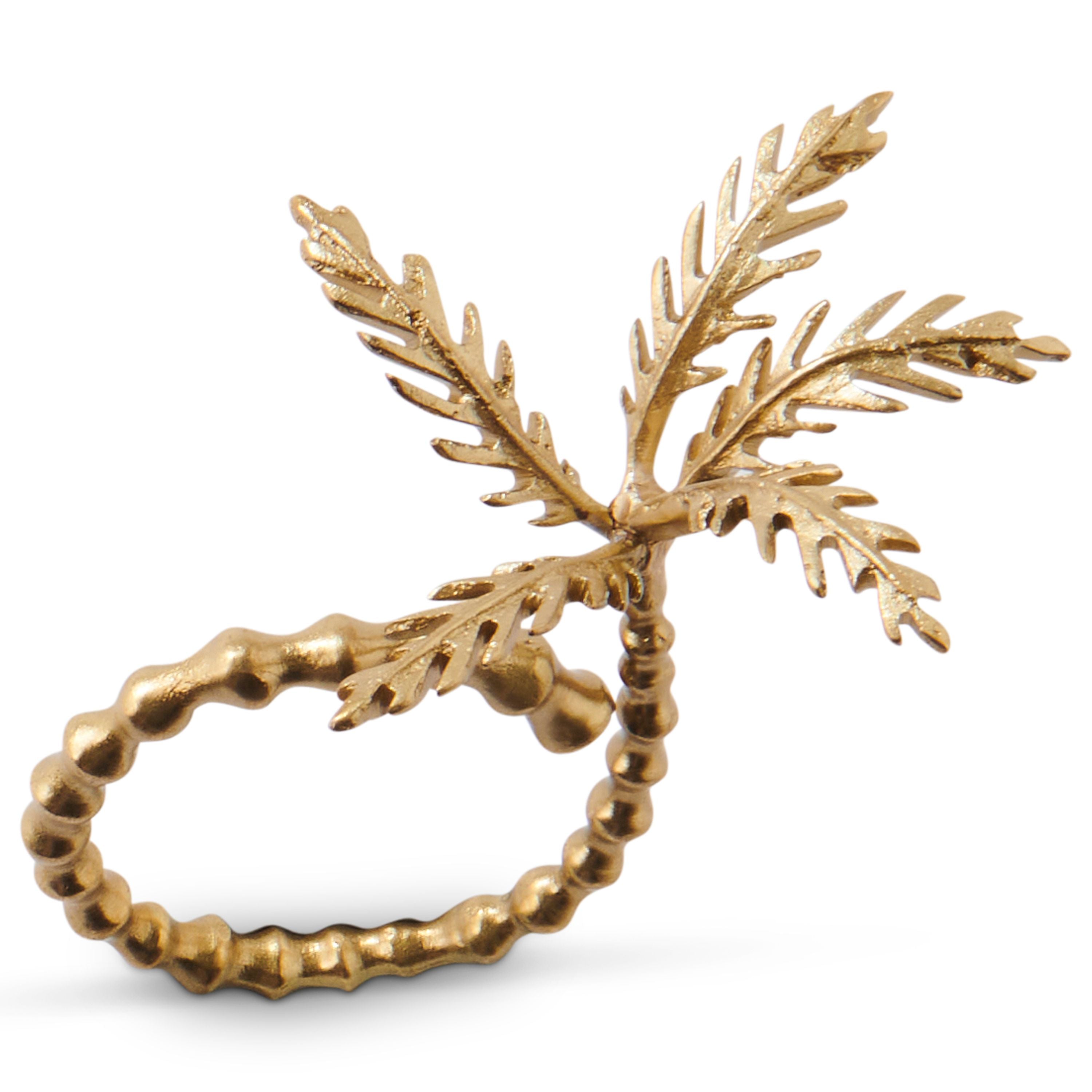 KIP & CO - BRASS NAPKIN RINGS SET OF 6 - PALM TREE