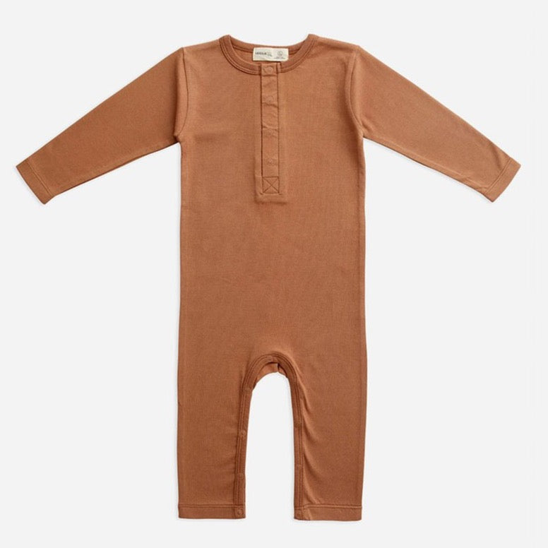 MIANN & CO - ORGANIC COTTON LONG SLEEVE JUMPSUIT - CAFE AU LAIT