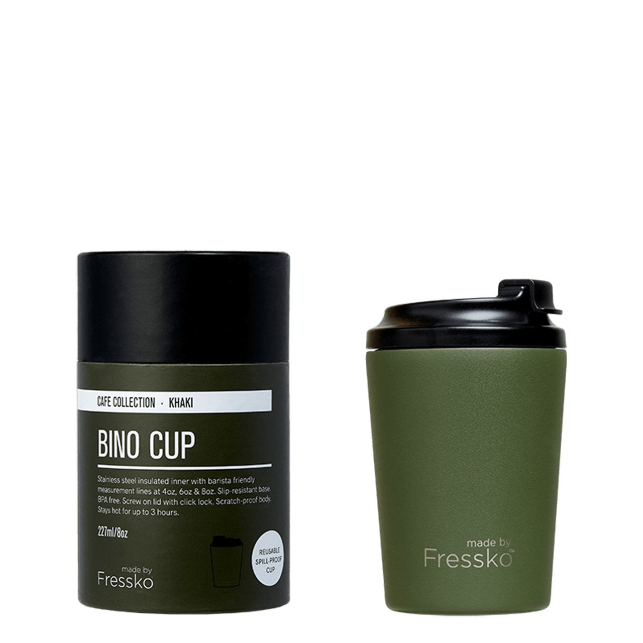 MADE BY FRESSKO - BINO REUSABLE COFFEE CUP 227ML/8OZ - KHAKI