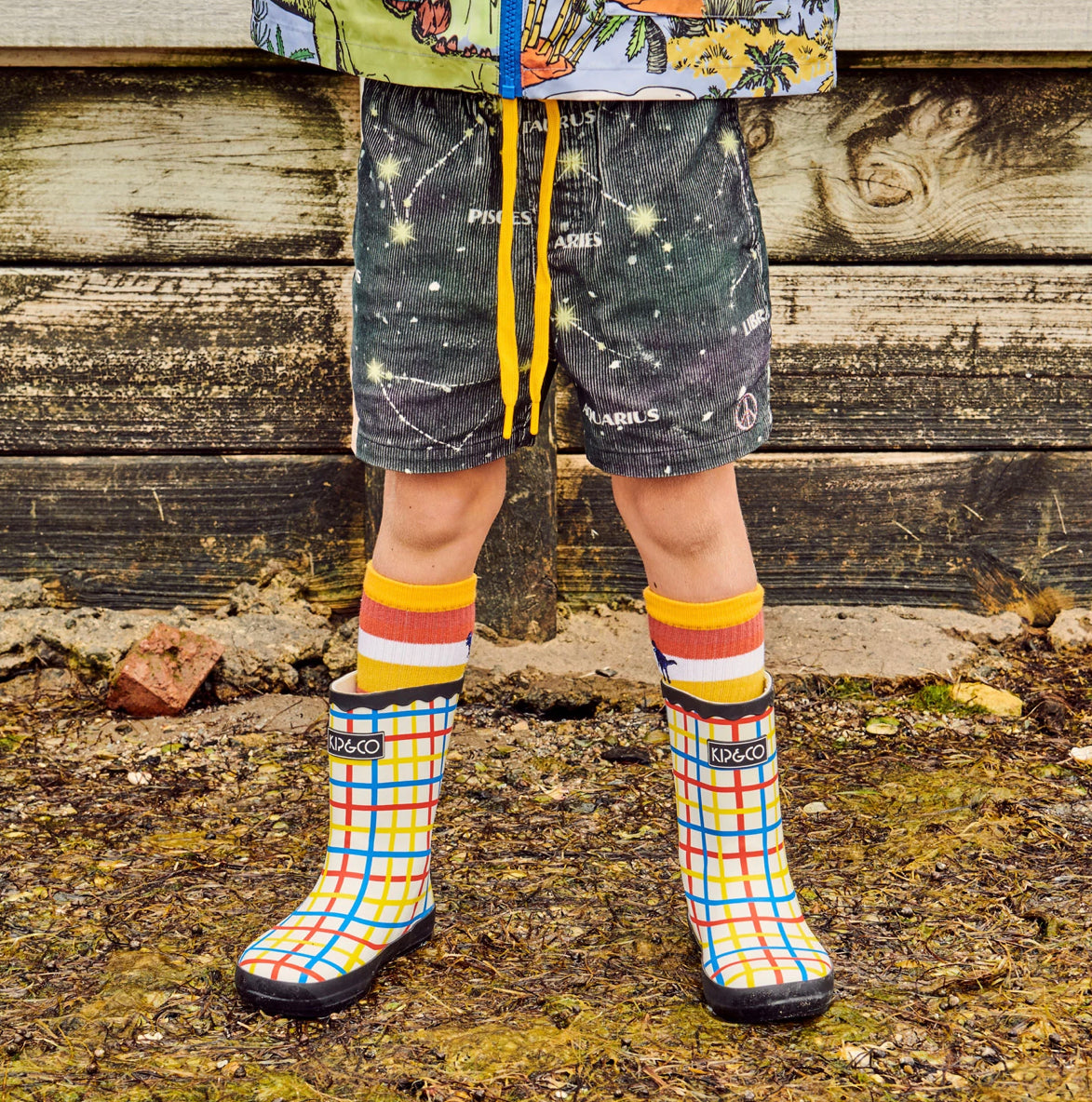 KIP & CO - KIDS GUMBOOTS - PRIMARY TARTAN