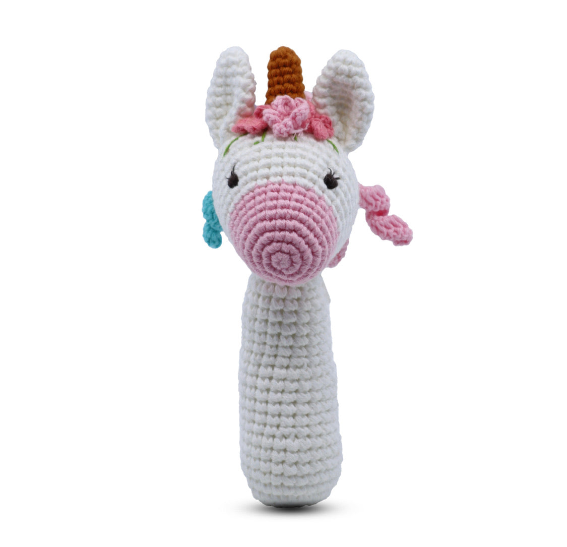 SNUGGLE BUDDIES - SHAKER RATTLE TOY - UNICORN WHITE