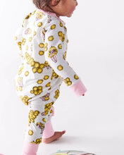 Load image into Gallery viewer, KIP &amp; CO X MAY GIBBS - WATTLE DANCE WHITE ORGANIC COTTON LONG SLEEVE ZIP ROMPER
